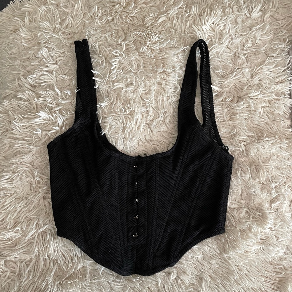 White fox corset top with dust bag